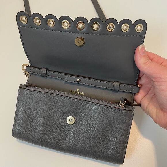 Kate Spade Gray Leather Paloma Road Crossbody Bag Purse - Picture 10 of 13